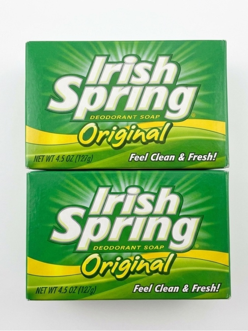 Irish Spring Original Deodorant Soap Bar Feel Clean & Fresh 4.5 oz. Lot of Two